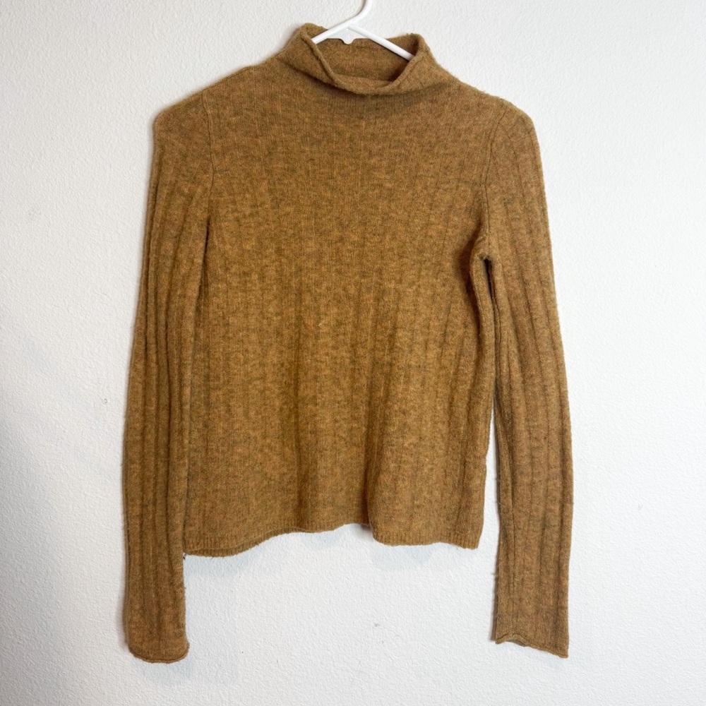 Madewell dark yellow knit alpaca wool ribbed sweater oversized xxs